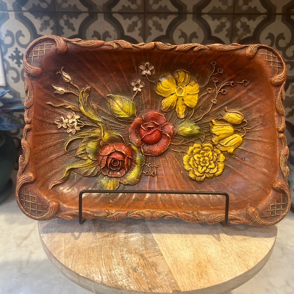 VINTAGE-RARE 1940s MULTI PRODUCTS SYROCO STYLE TRAY CARVED DESIGN ON BOTH SIDES - Picture 3 of 9